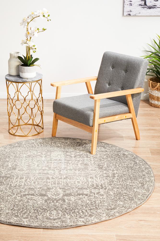Evoke Homage Grey Transitional Round Rug Rug Culture