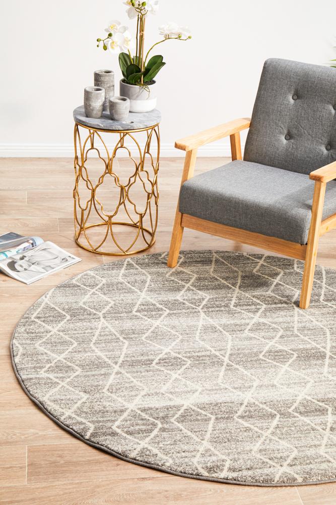 Evoke Remy Silver Transitional Round Rug Rug Culture
