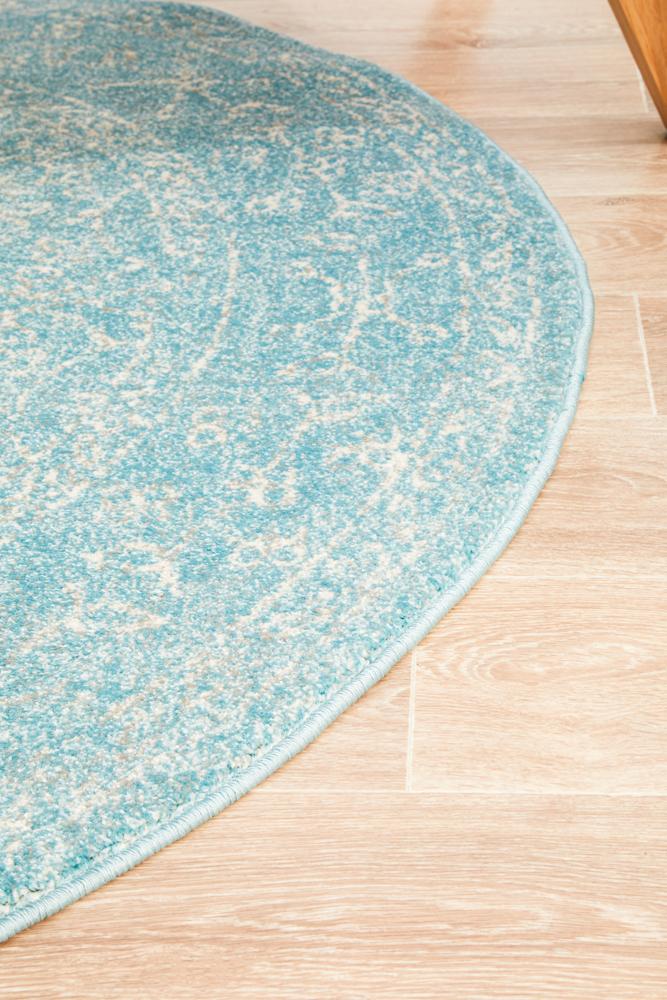 Evoke Depth Blue Transitional Round Rug Rug Culture