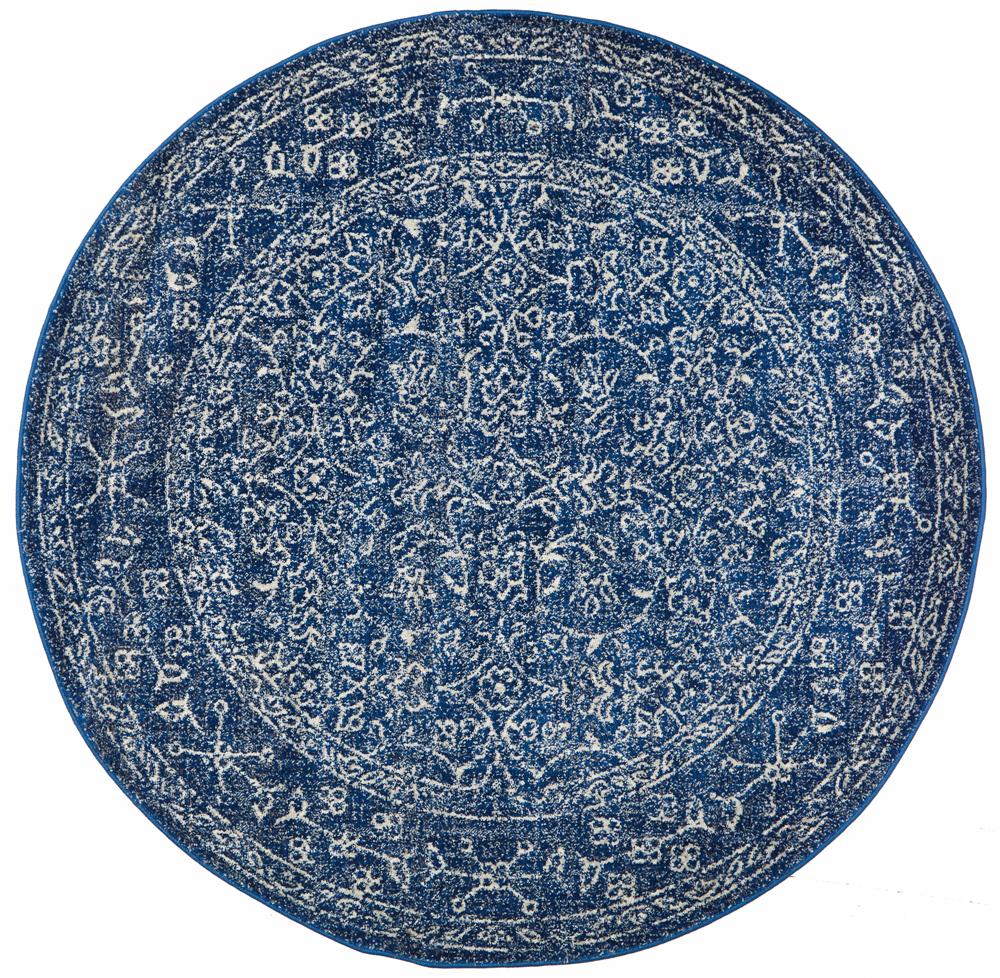 Evoke Artist Navy Transitional Round Rug Rug Culture