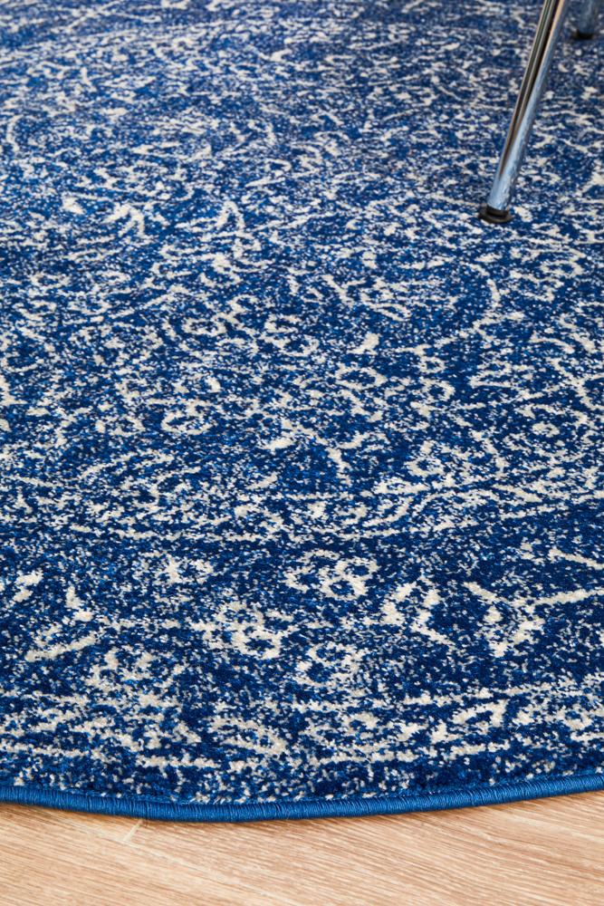 Evoke Artist Navy Transitional Round Rug Rug Culture