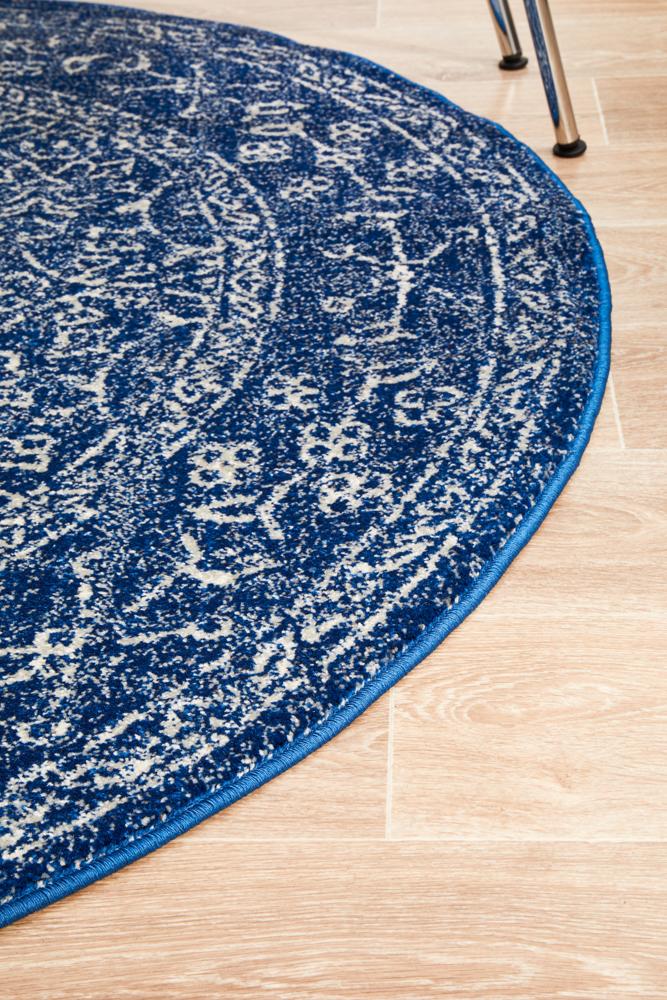 Evoke Artist Navy Transitional Round Rug Rug Culture