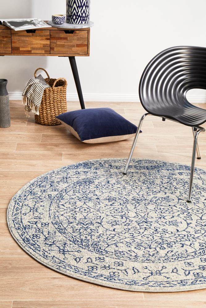 Evoke Whisper White Transitional Round Rug Rug Culture