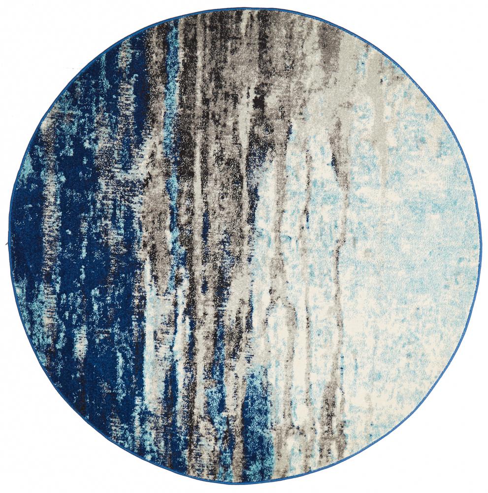 Evoke Transpose Blue Transitional Round Rug Rug Culture