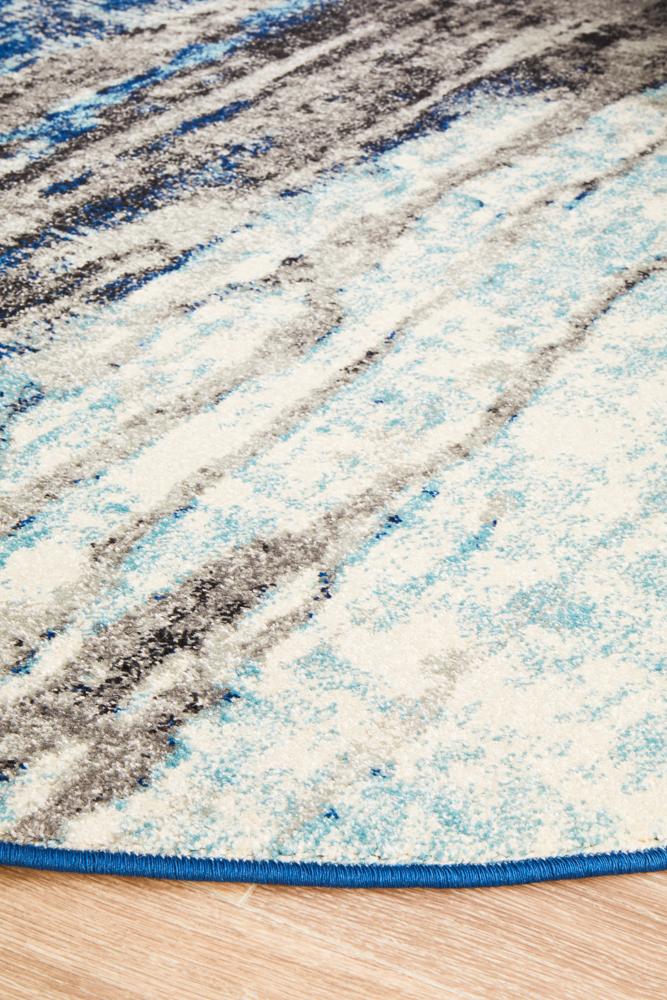 Evoke Transpose Blue Transitional Round Rug Rug Culture