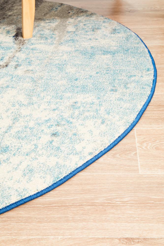 Evoke Transpose Blue Transitional Round Rug Rug Culture