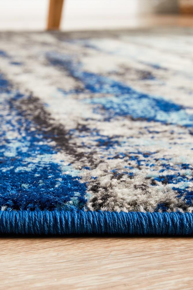 Evoke Transpose Blue Transitional Round Rug Rug Culture