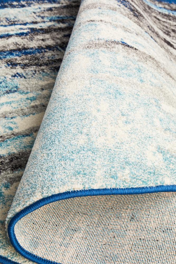 Evoke Transpose Blue Transitional Round Rug Rug Culture