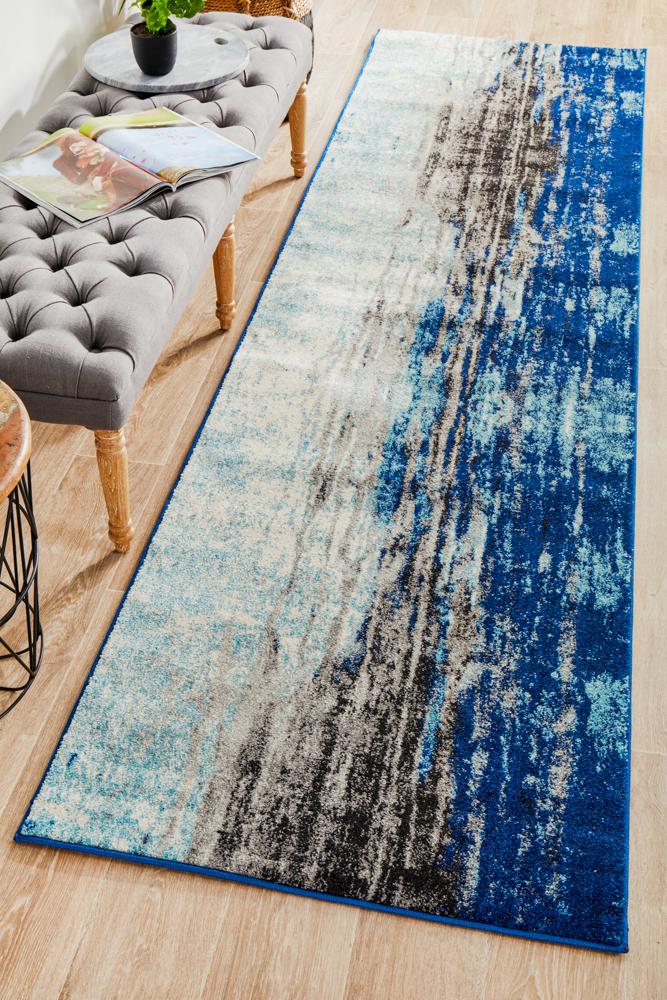 Evoke Transpose Blue Transitional Runner Rug Rug Culture