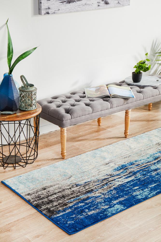 Evoke Transpose Blue Transitional Runner Rug Rug Culture