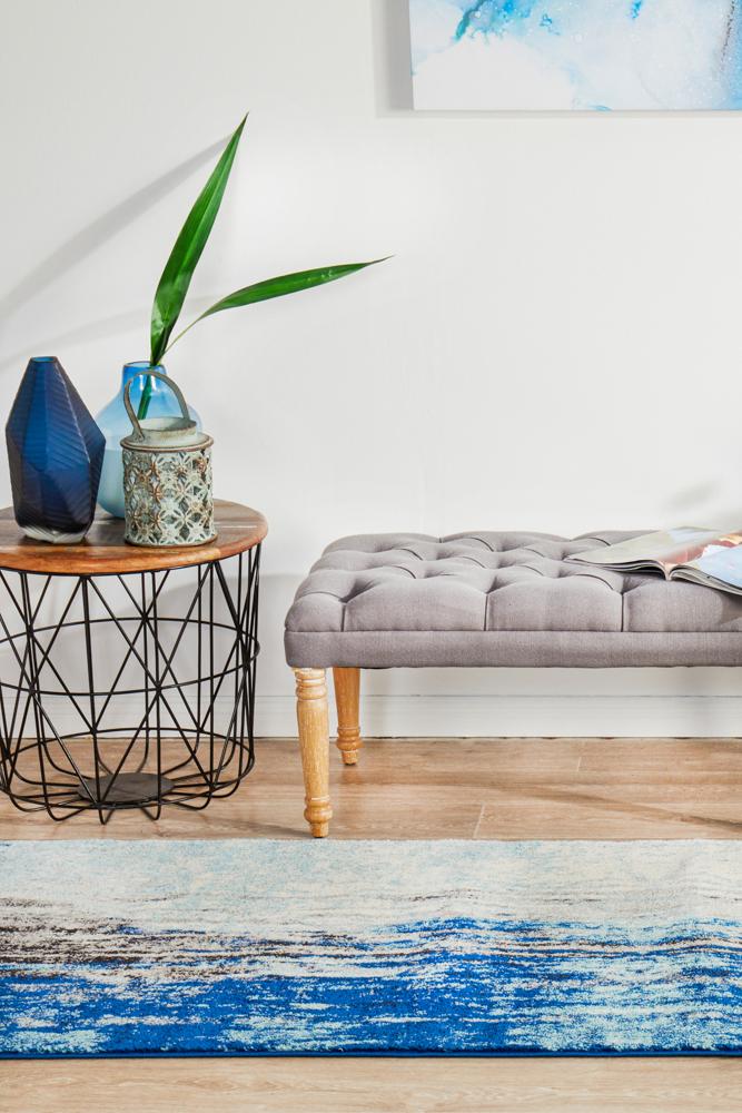 Evoke Transpose Blue Transitional Runner Rug Rug Culture