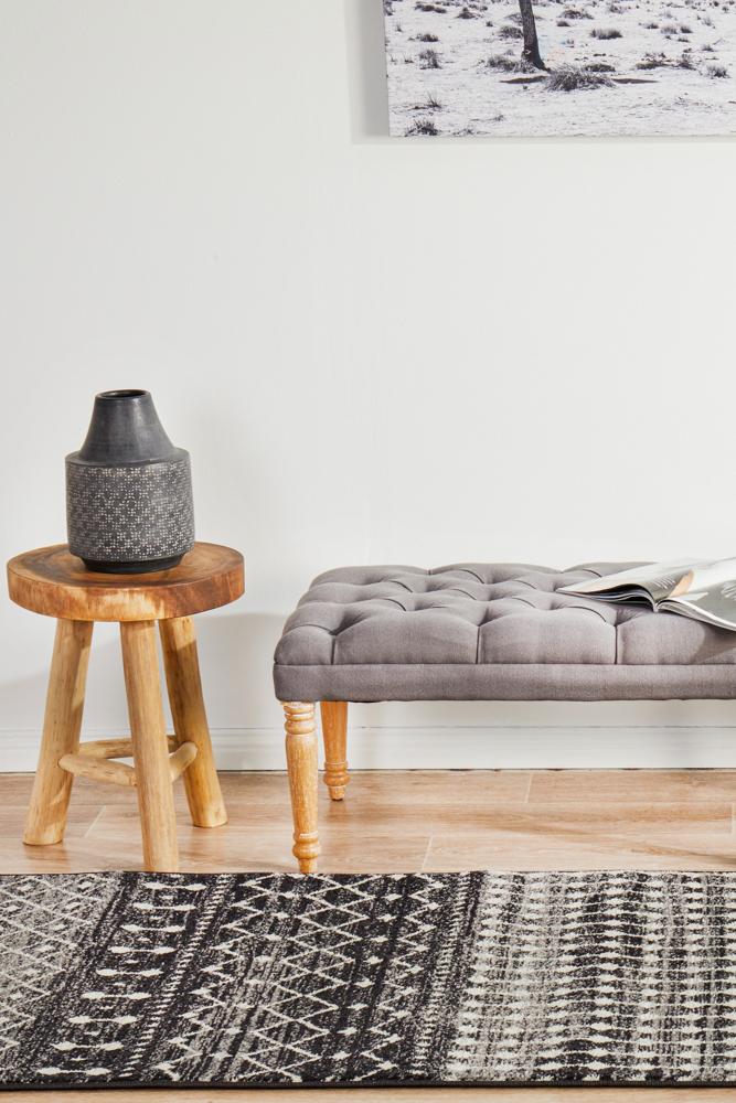 Evoke Simplicity Black Transitional Runner Rug Rug Culture