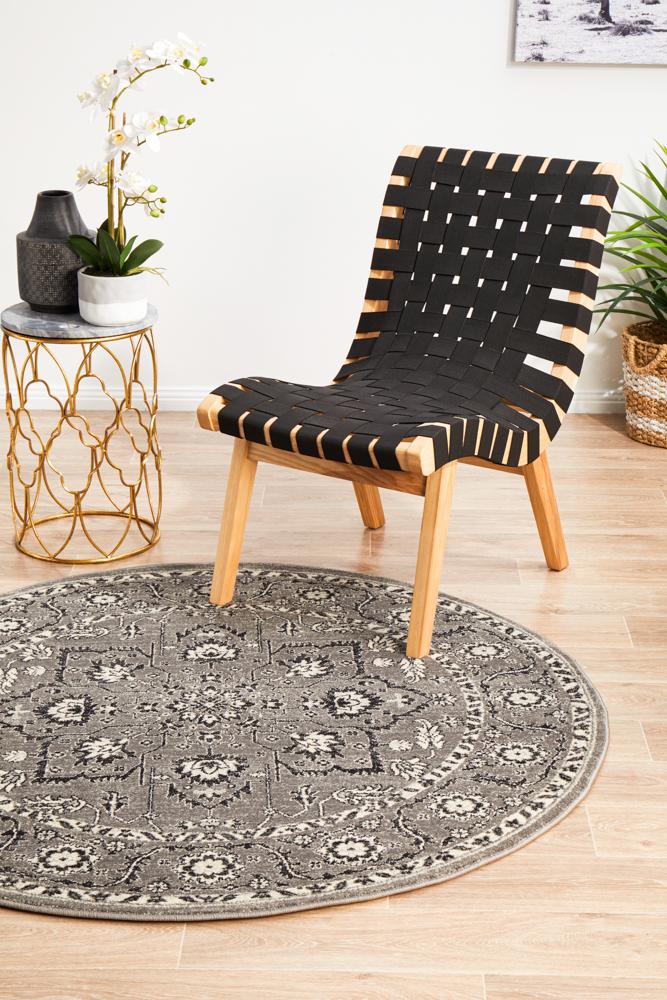 Evoke Stone Grey Transitional Round Rug Rug Culture