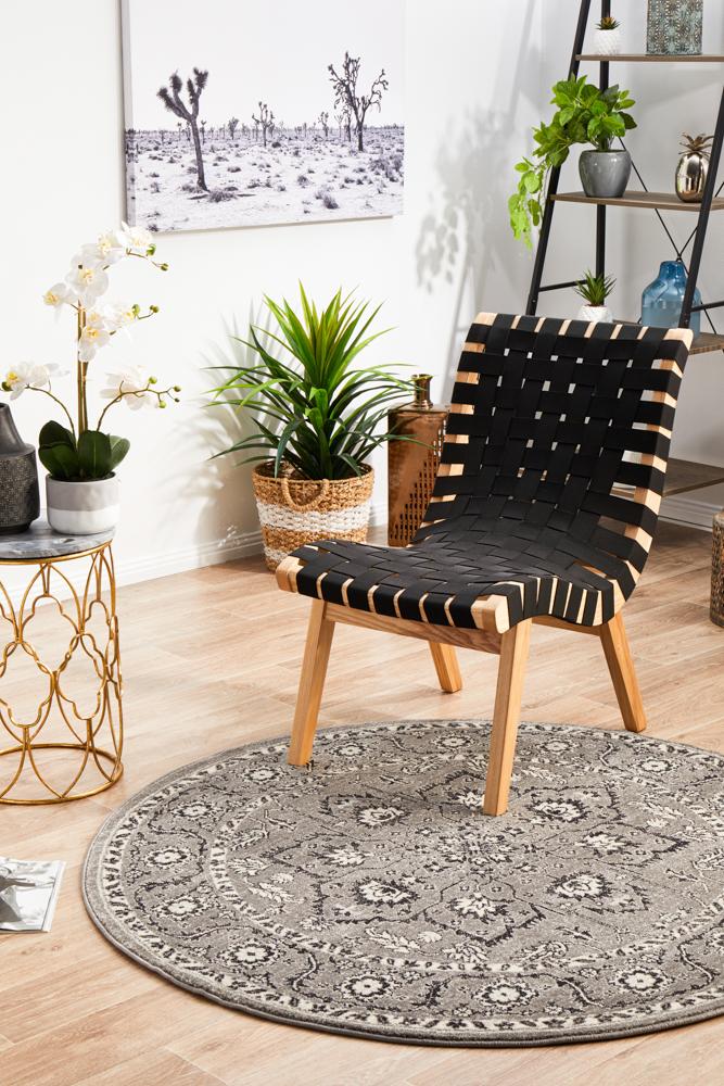 Evoke Stone Grey Transitional Round Rug Rug Culture