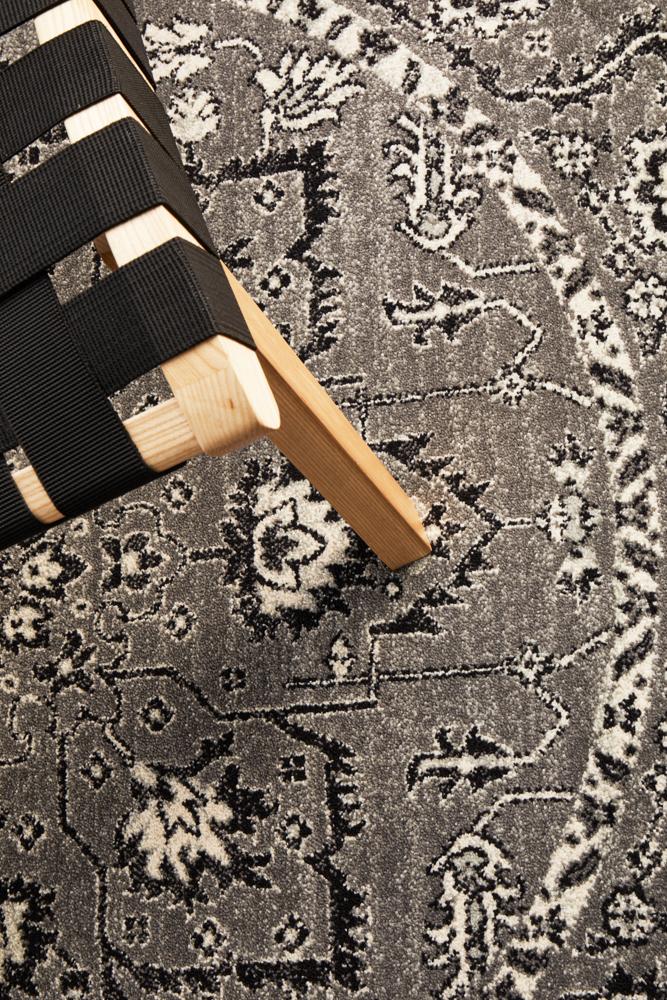 Evoke Stone Grey Transitional Round Rug Rug Culture