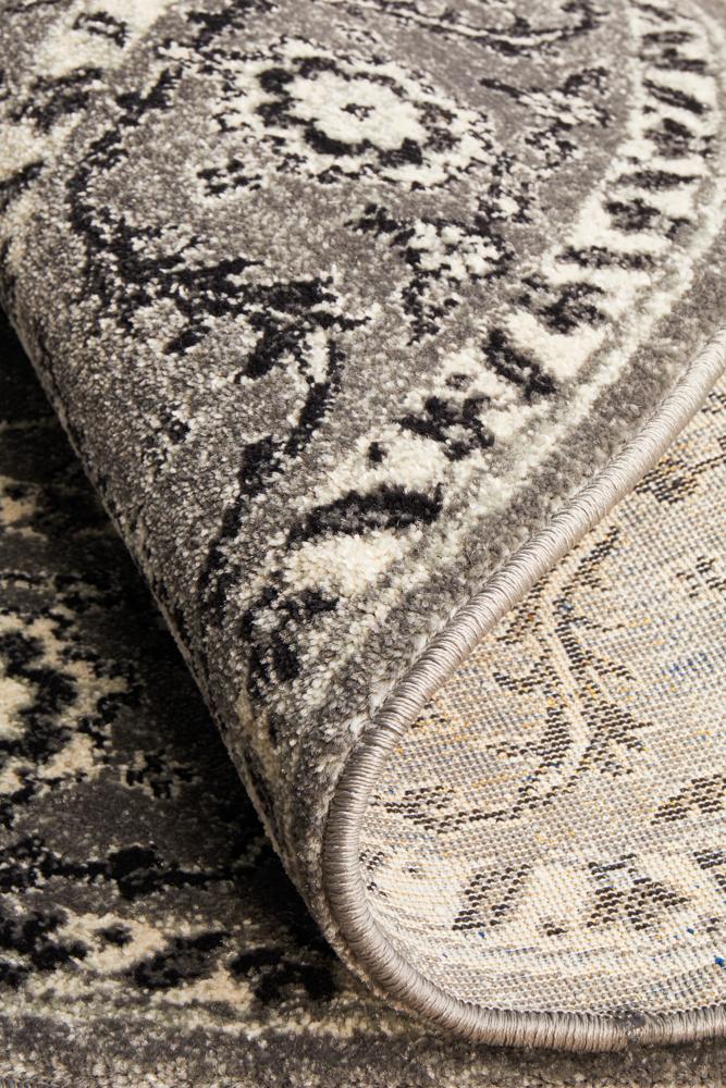 Evoke Stone Grey Transitional Round Rug Rug Culture