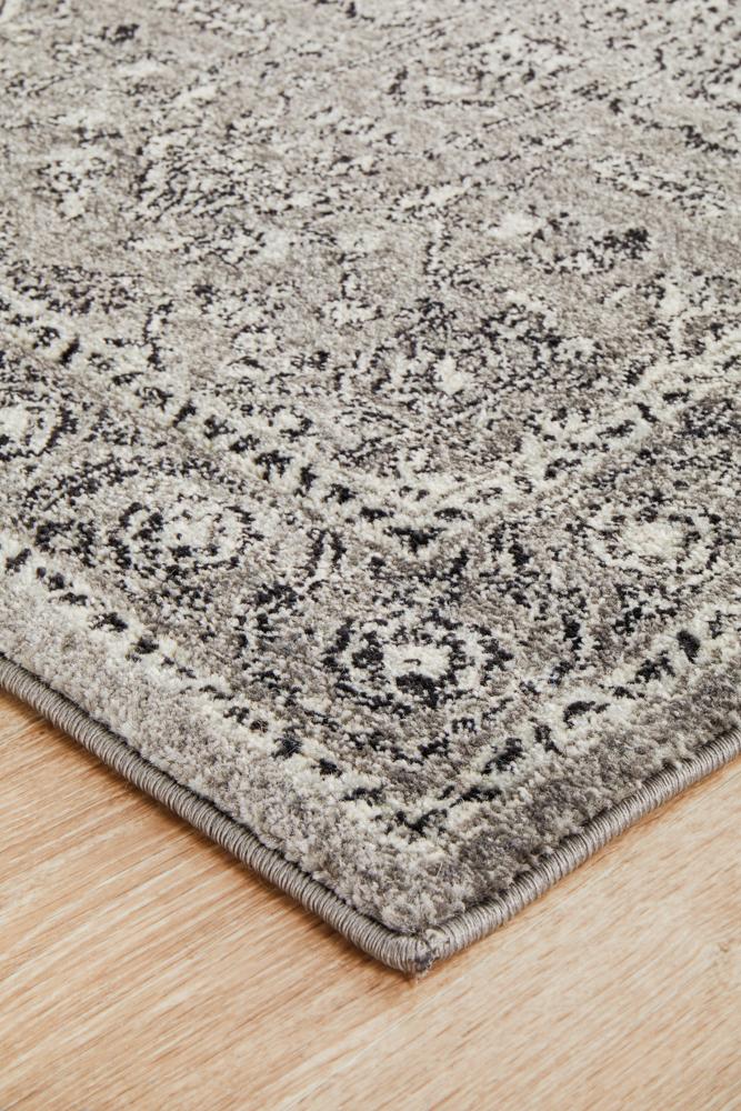 Evoke Stone Grey Transitional Runner Rug Rug Culture