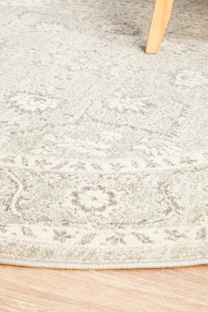 Evoke Silver Flower Transitional Round Rug Rug Culture