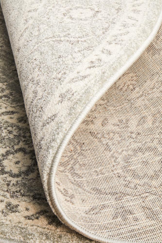 Evoke Silver Flower Transitional Round Rug Rug Culture