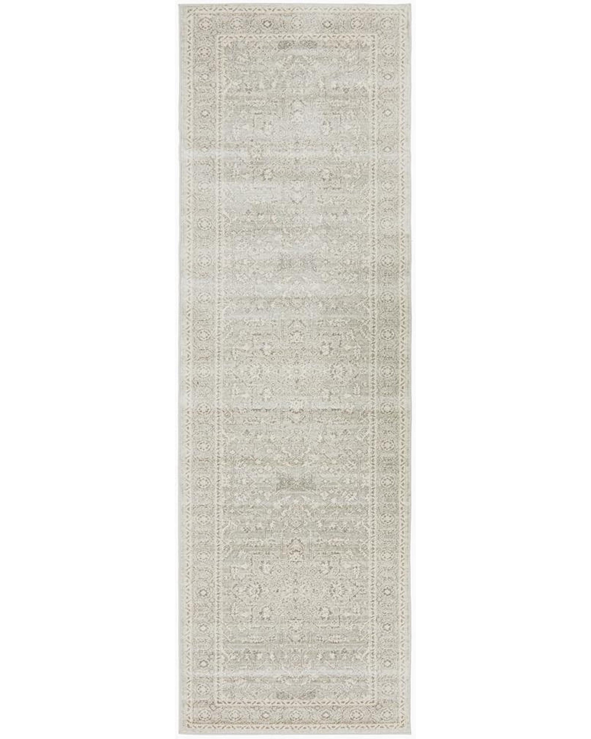 Evoke Silver Flower Transitional Runner Rug Rug Culture