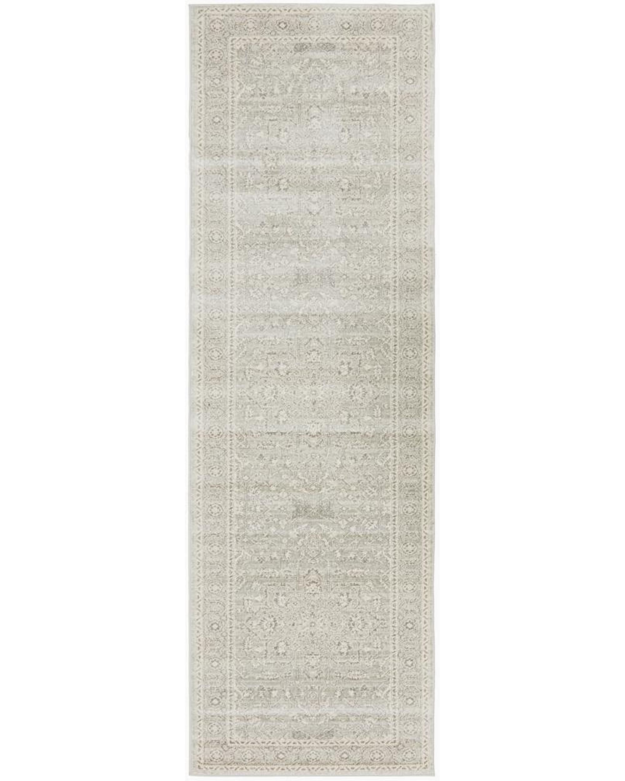 Evoke Silver Flower Transitional Runner Rug Rug Culture