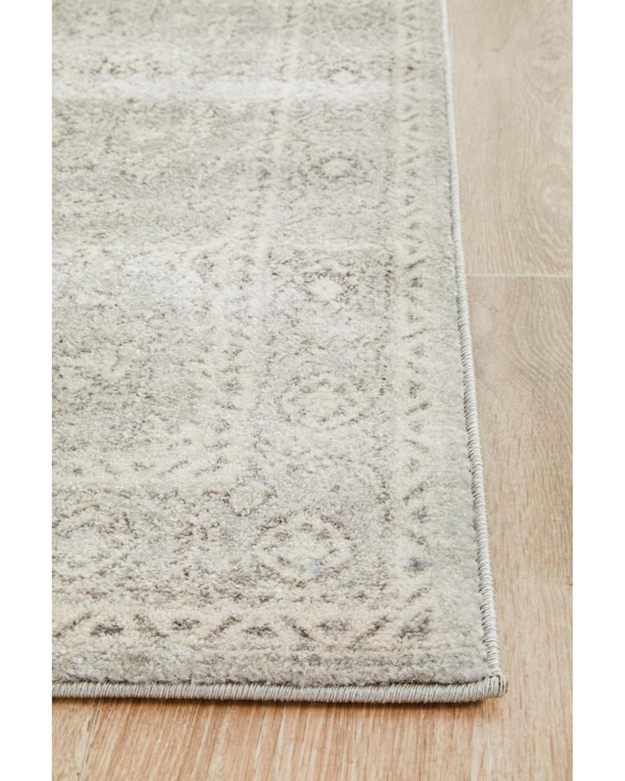 Evoke Silver Flower Transitional Runner Rug Rug Culture