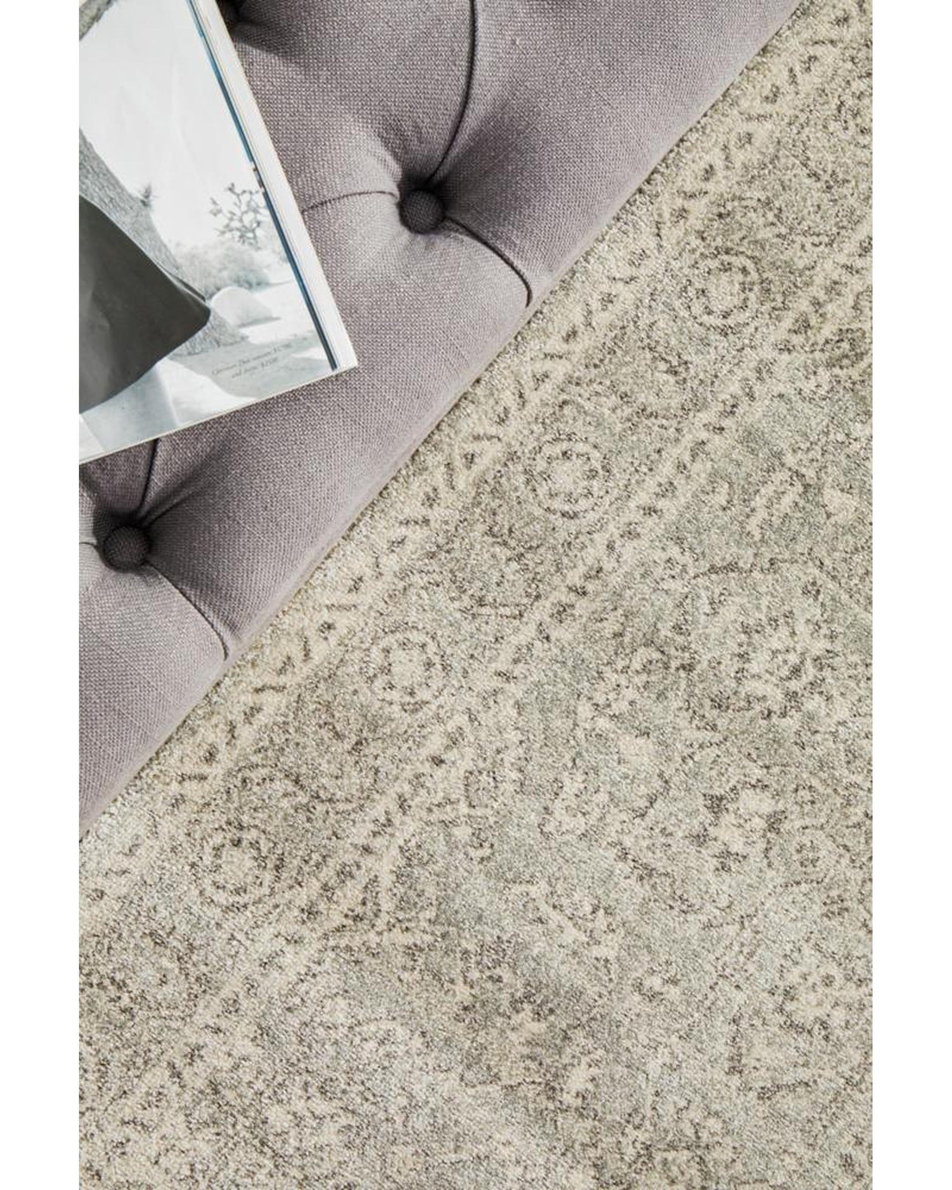 Evoke Silver Flower Transitional Runner Rug Rug Culture