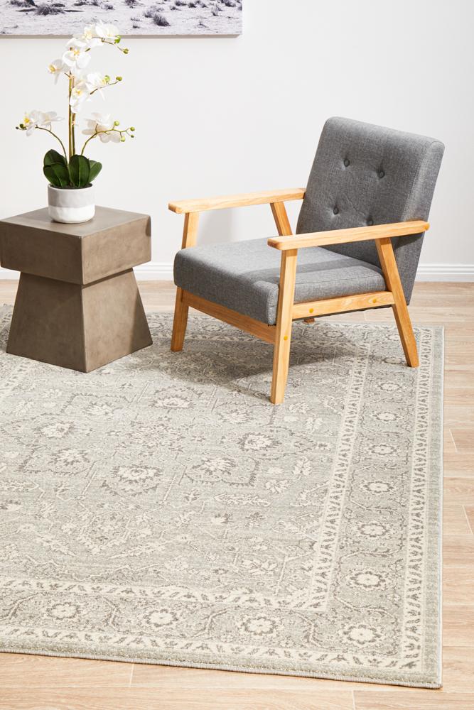 Evoke Silver Flower Transitional Rug Rug Culture
