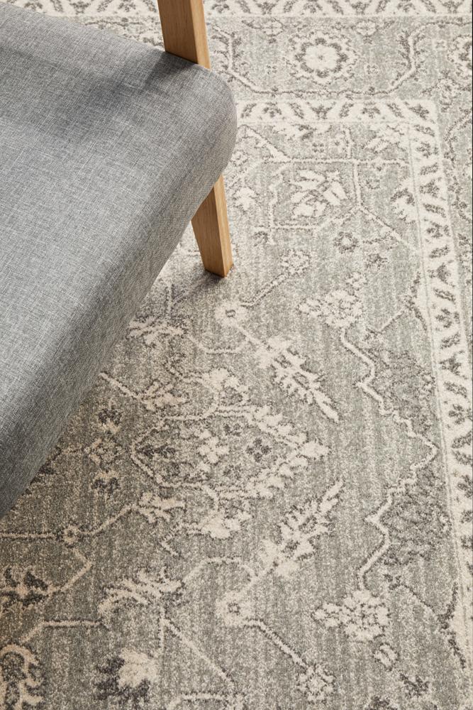 Evoke Silver Flower Transitional Rug Rug Culture
