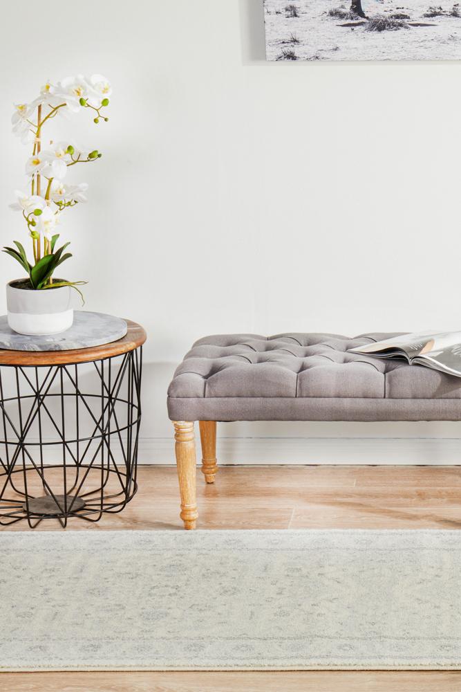 Evoke Winter White Transitional Runner Rug Rug Culture