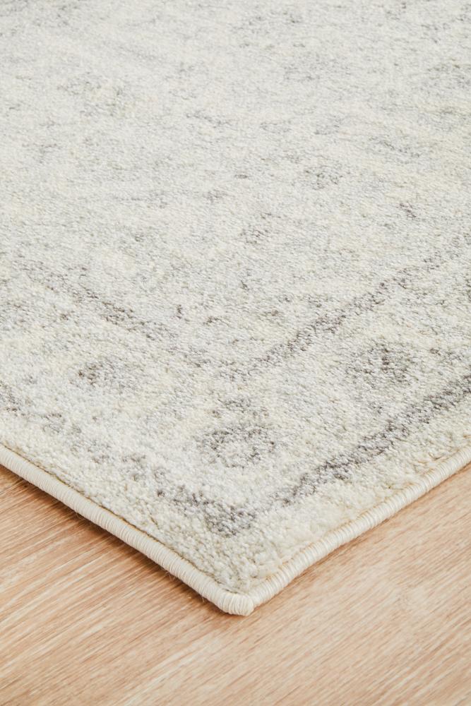 Evoke Winter White Transitional Runner Rug Rug Culture