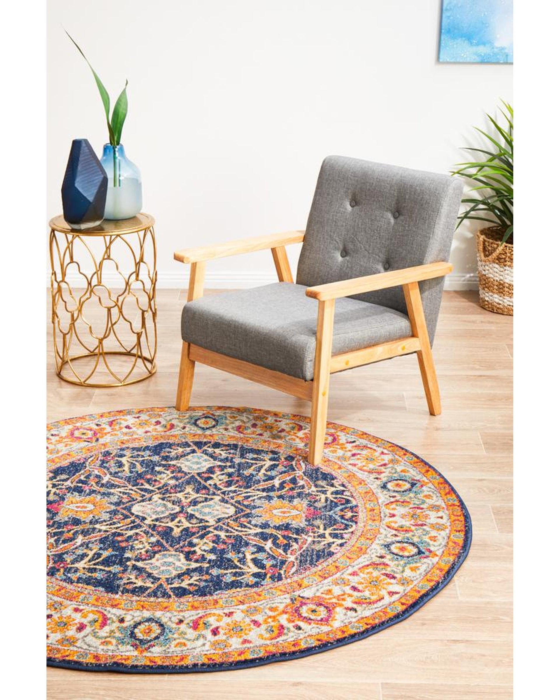 Evoke Splash Multi Transitional Round Rug Rug Culture
