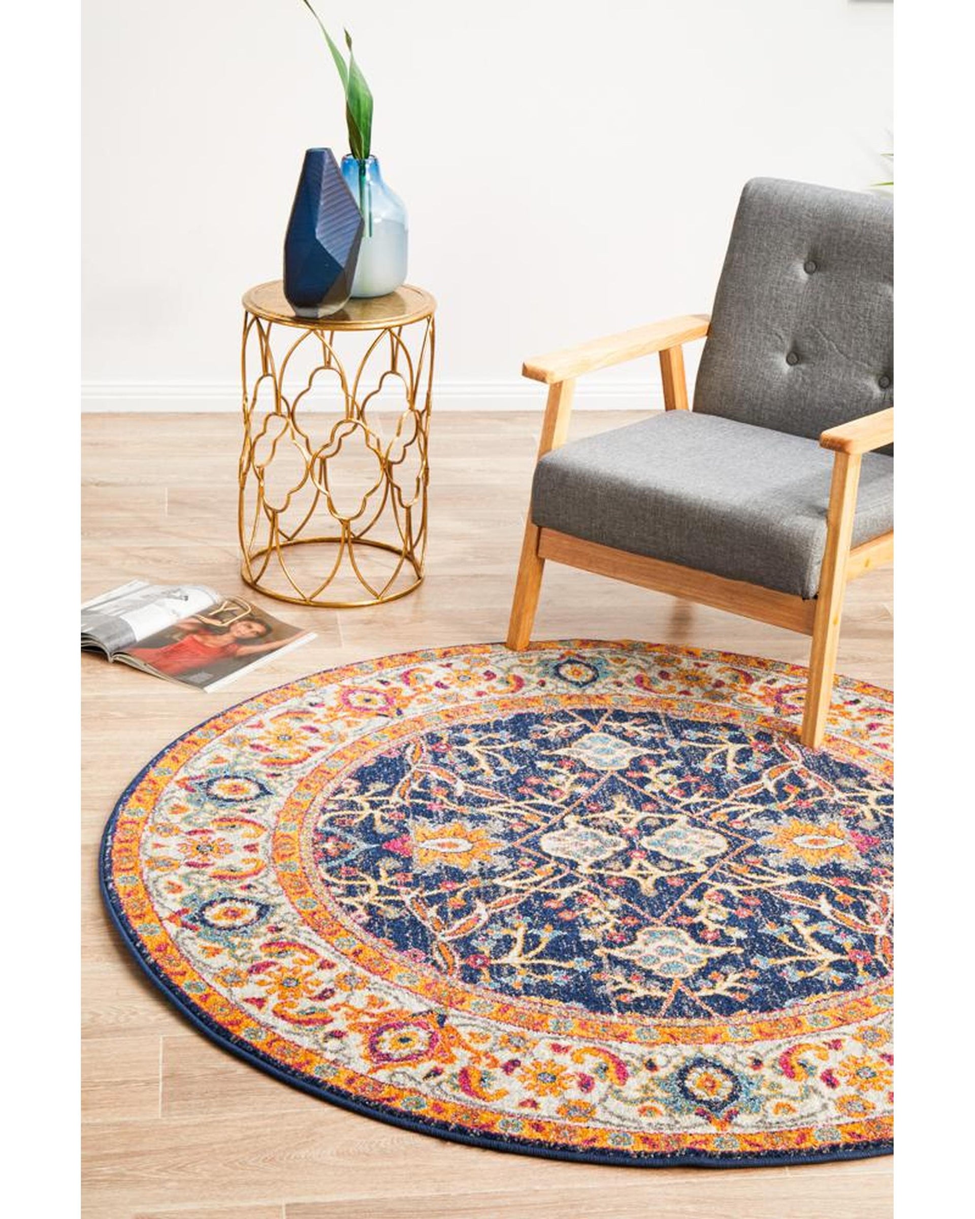 Evoke Splash Multi Transitional Round Rug Rug Culture