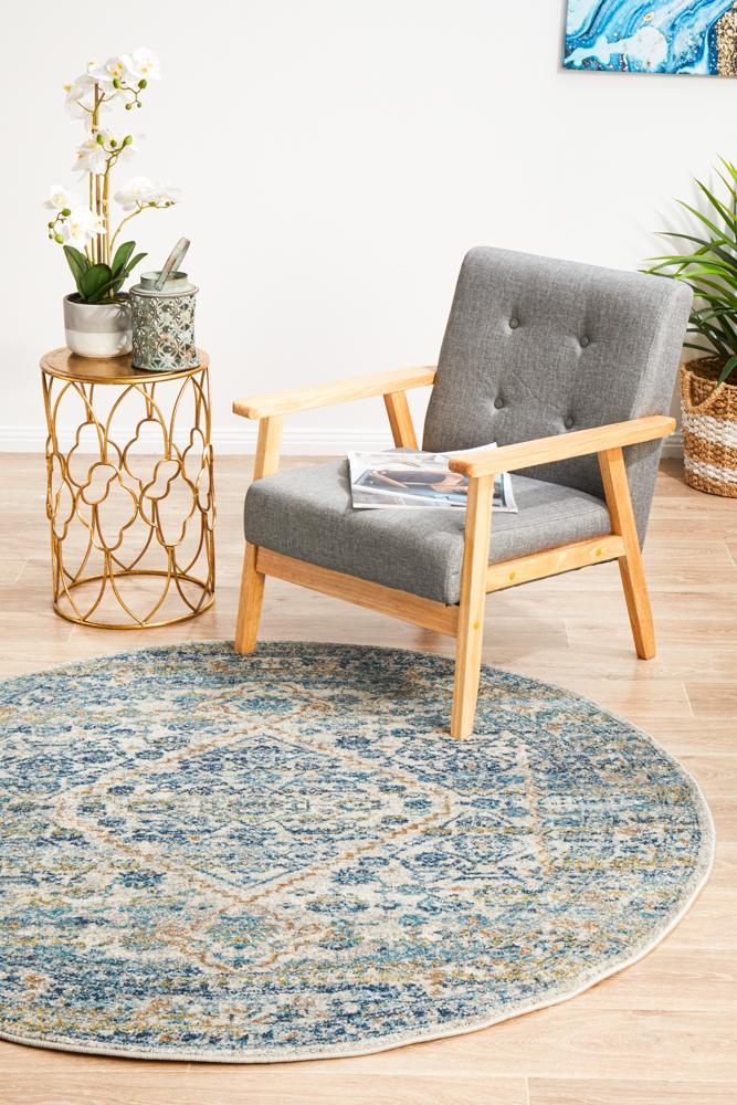 Evoke Duality Silver Transitional Round Rug Rug Culture