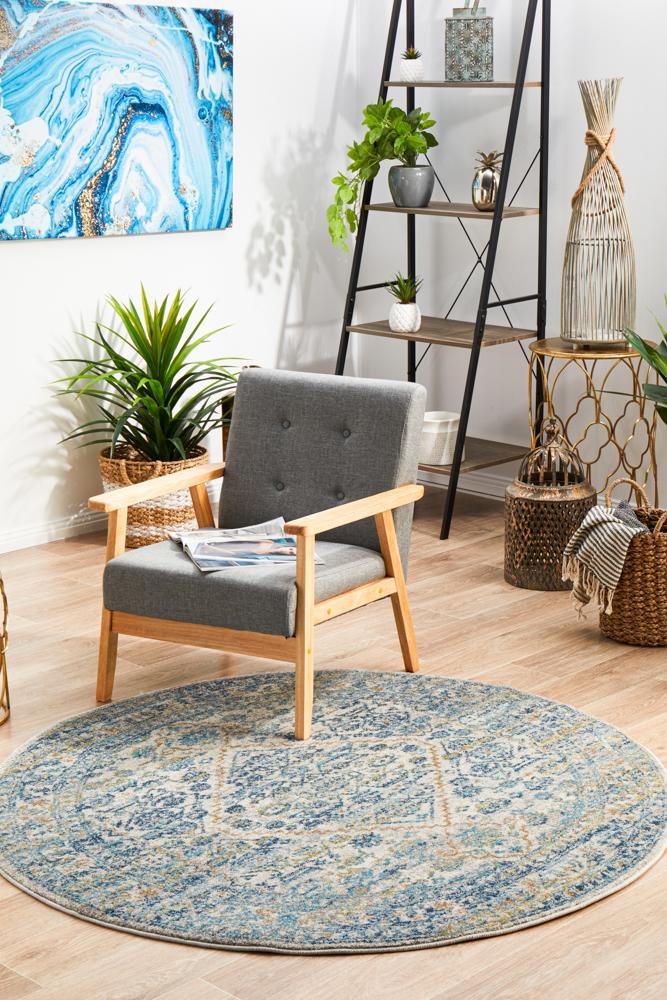 Evoke Duality Silver Transitional Round Rug Rug Culture