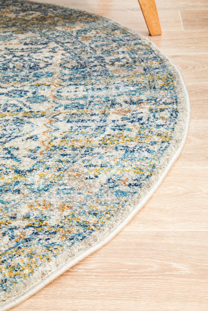 Evoke Duality Silver Transitional Round Rug Rug Culture
