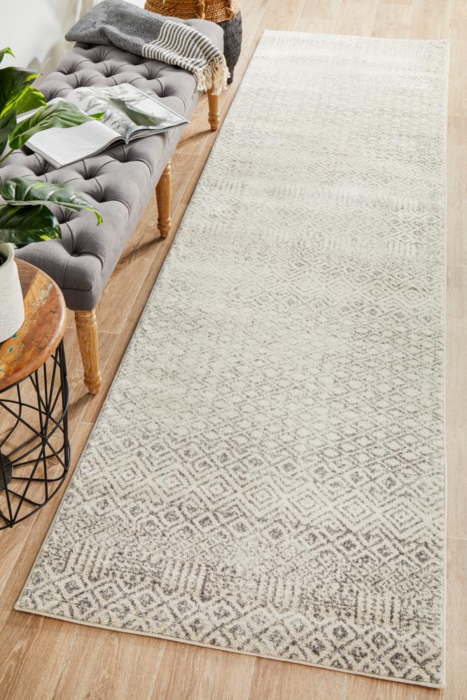 Evoke Diamond Grey Transitional Runner Rug Rug Culture