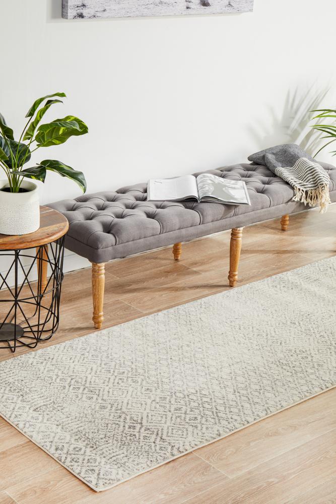 Evoke Diamond Grey Transitional Runner Rug Rug Culture