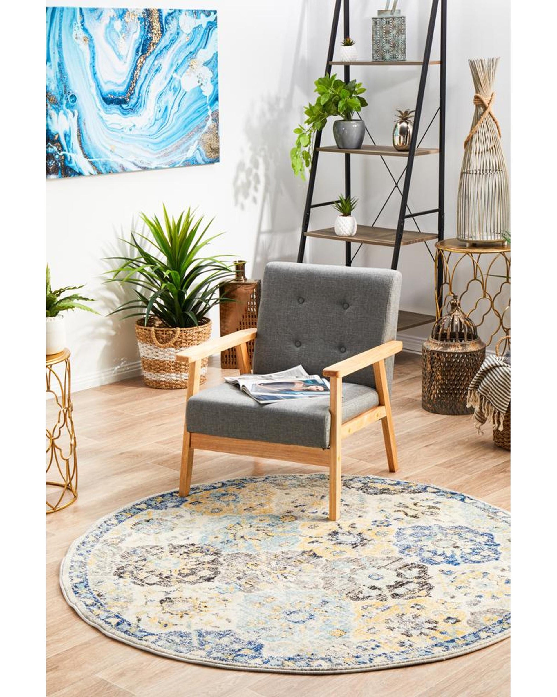 Evoke Poppy Multi Transitional Round Rug Rug Culture