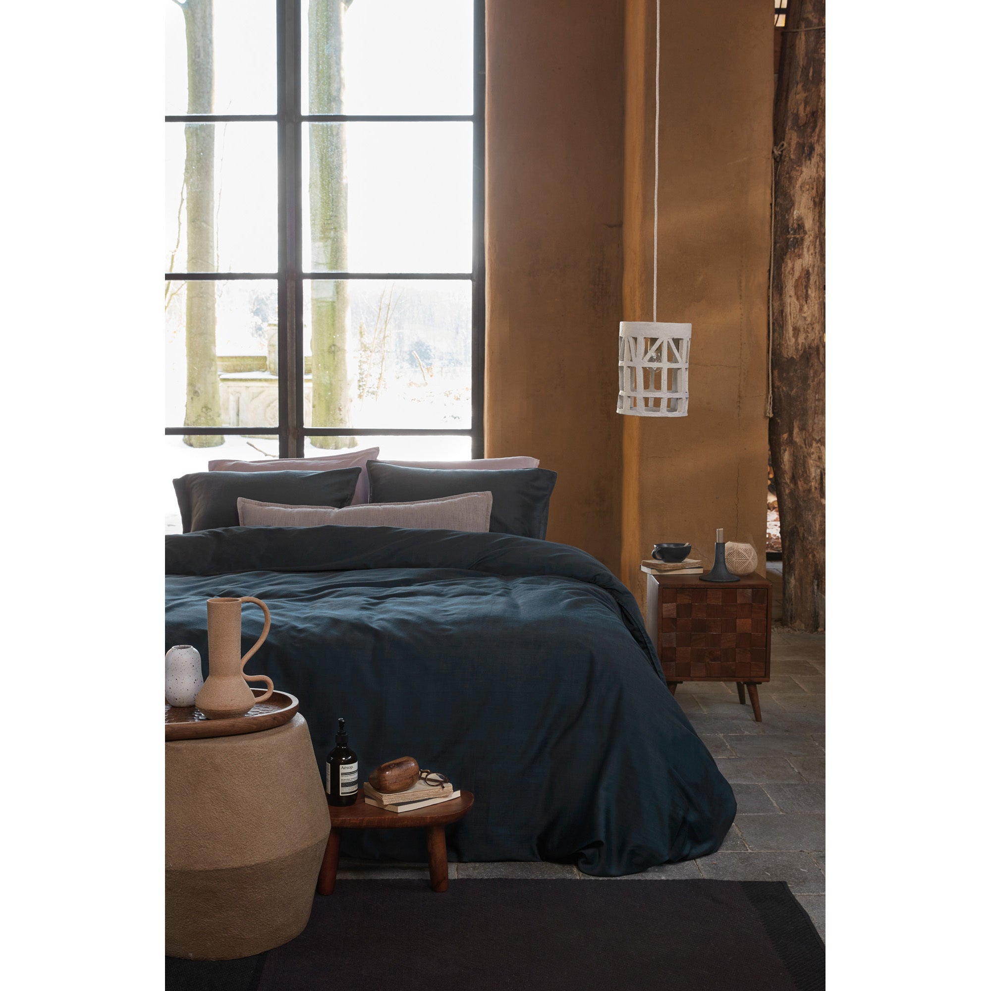 vtWomen Dark Blue Earth Cotton Sateen Quilt Cover Set vtWomen