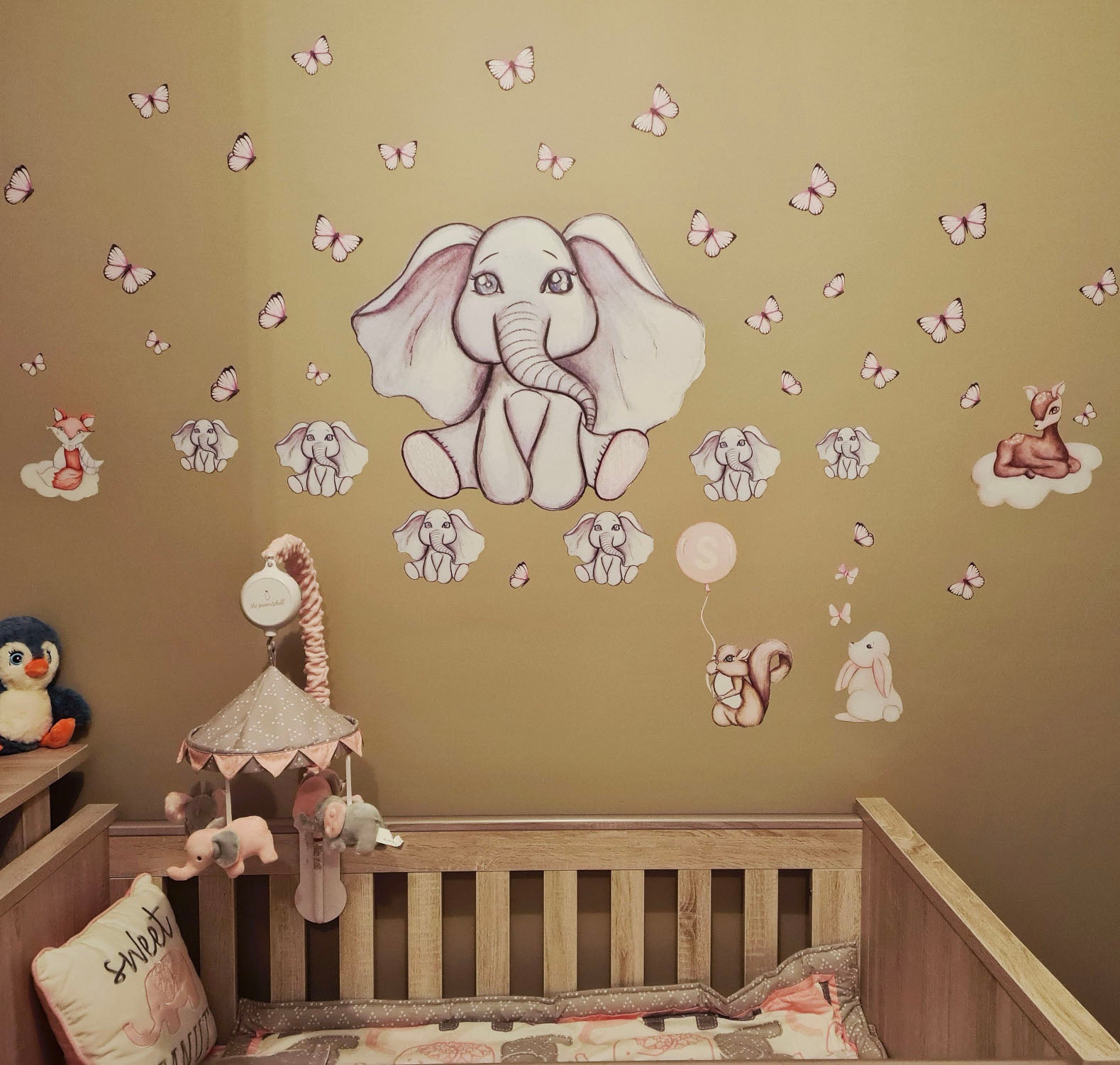 Single Baby Elephant Polka Art Prints