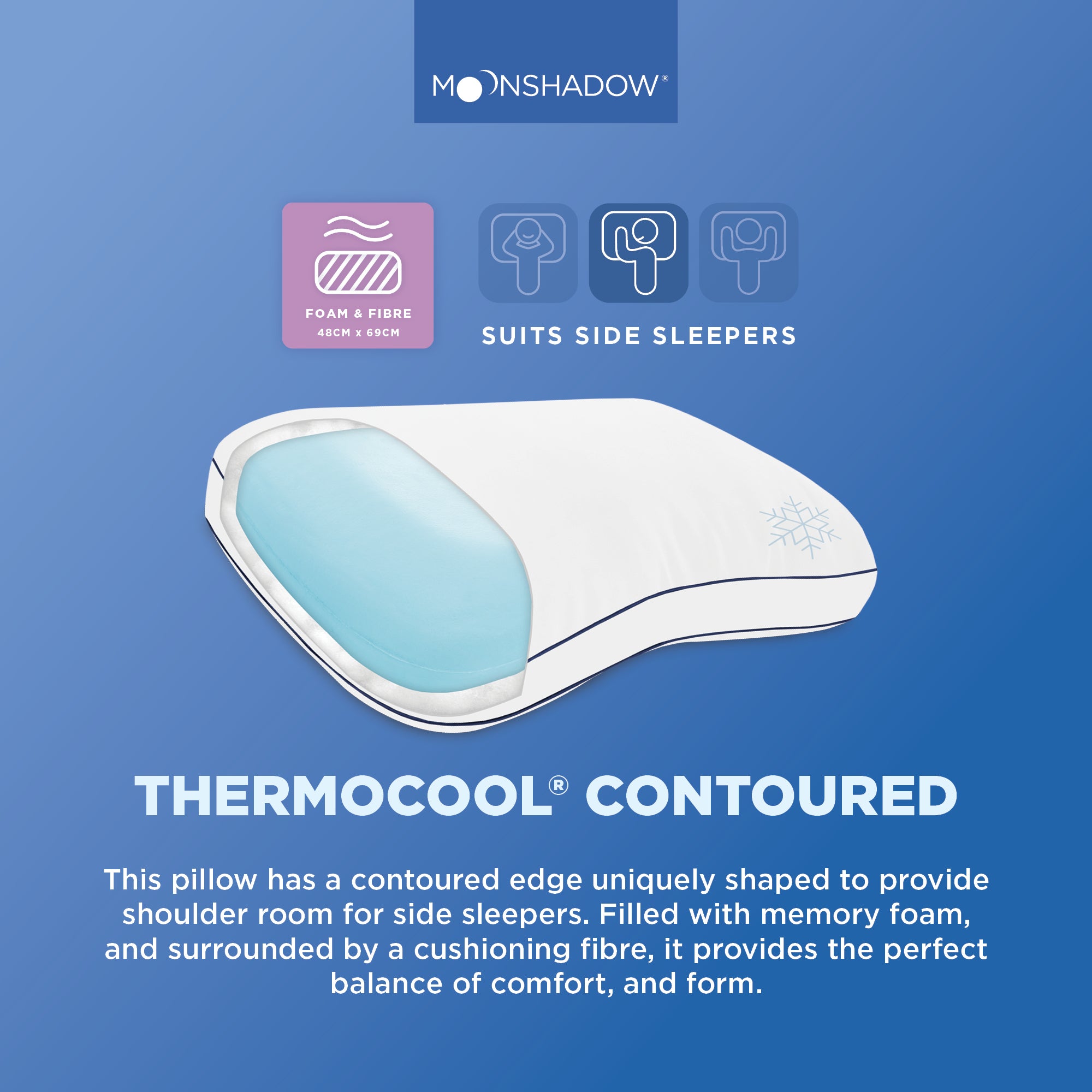 Moonshadow Contoured Thermocool Pillow Moonshadow