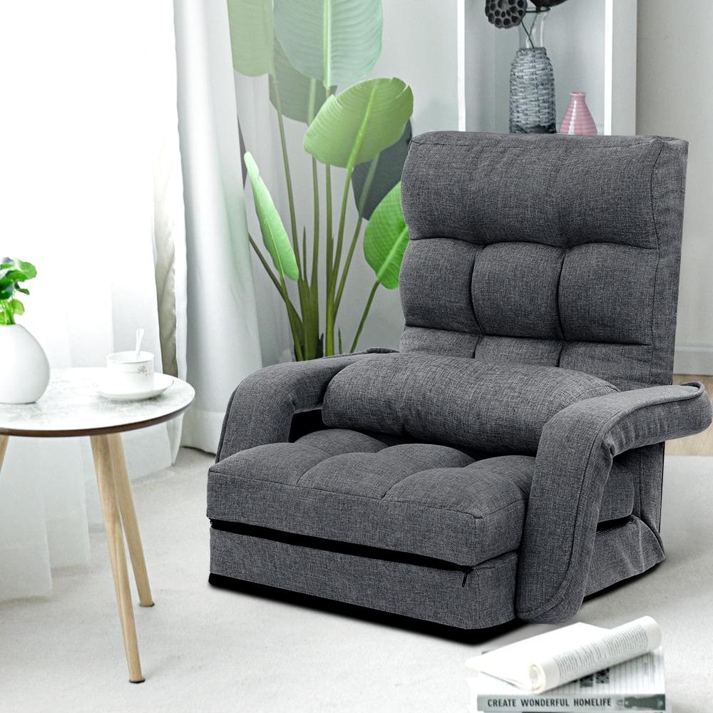 Lounge Sofa Armchair Floor Recliner Chaise Linen Folding Chair Adjustable Artiss