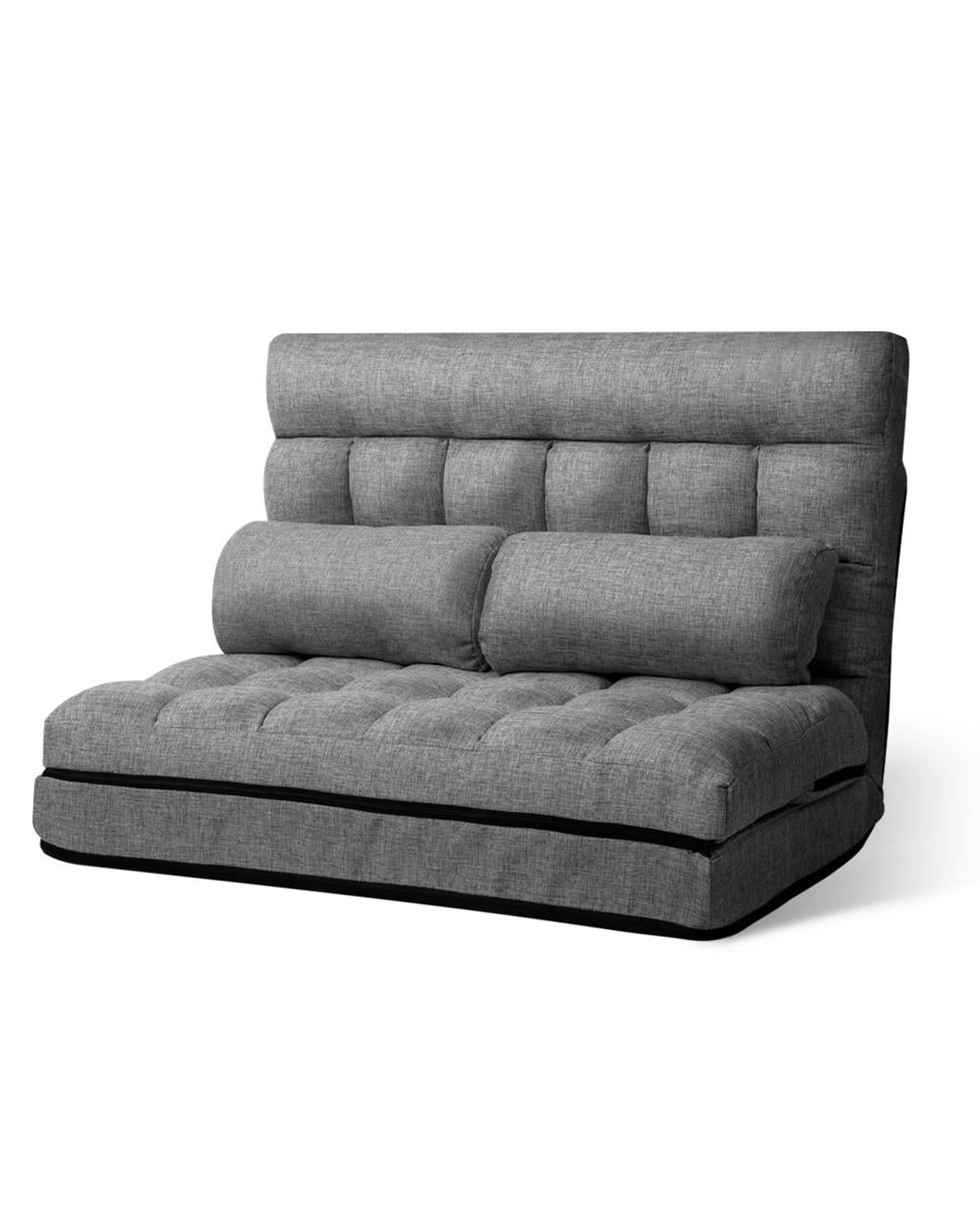 Lounge Sofa Bed 2-seater Floor Folding Fabric Grey Artiss