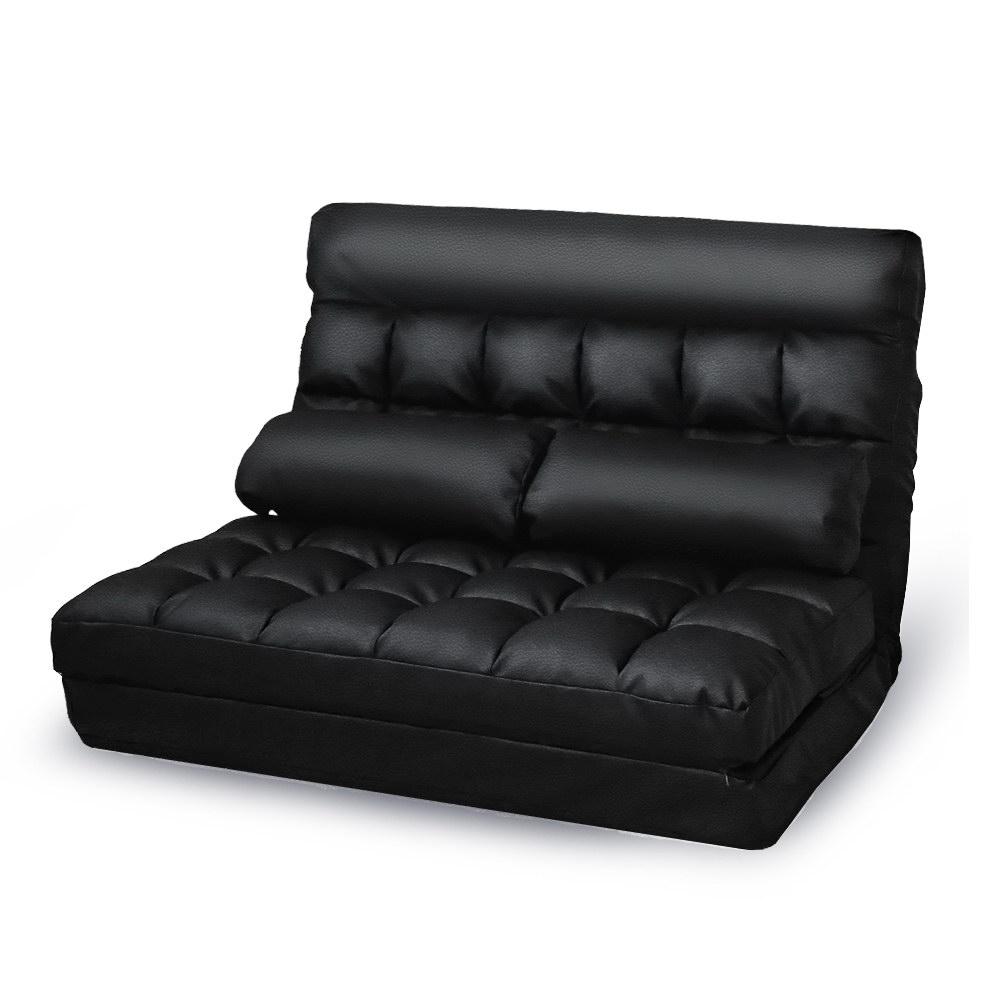 2-seater Adjustable Lounge Sofa - Black Artiss
