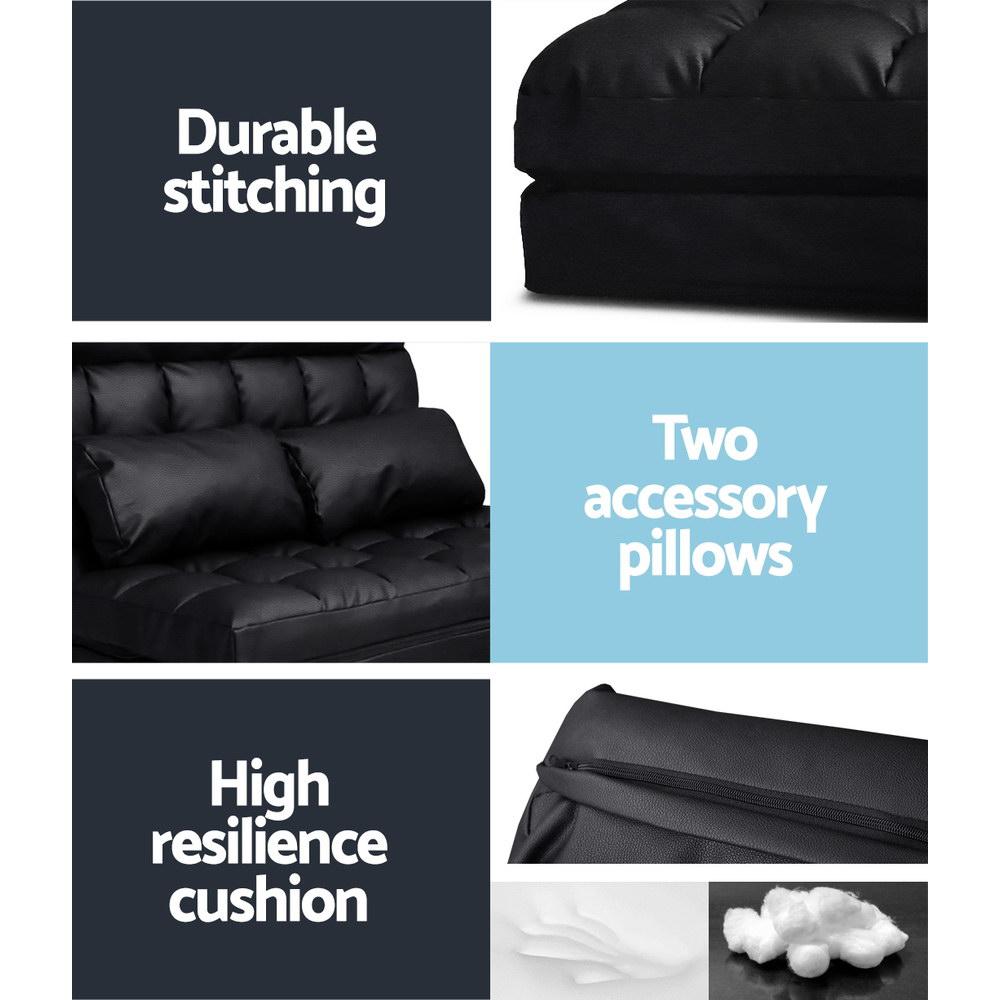 2-seater Adjustable Lounge Sofa - Black Artiss