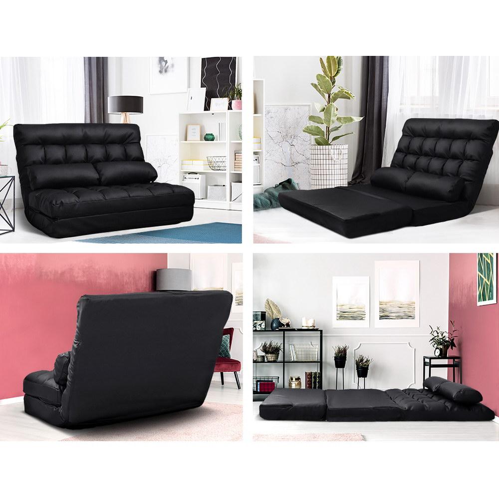 2-seater Adjustable Lounge Sofa - Black Artiss
