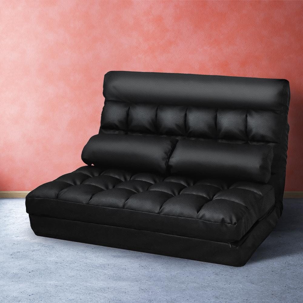 2-seater Adjustable Lounge Sofa - Black Artiss