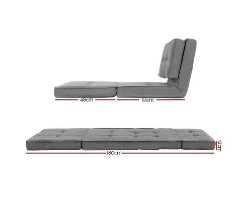 Lounge Sofa Bed Floor Couch Chaise Chair Recliner Futon Folding Grey Artiss