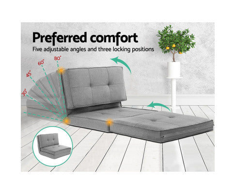 Lounge Sofa Bed Floor Couch Chaise Chair Recliner Futon Folding Grey Artiss